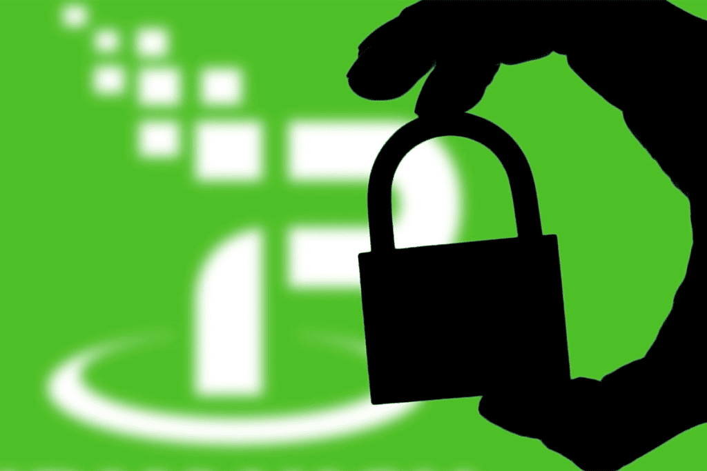 A silhouette of a padlock is held before a green screen with the silverbackvpn logo