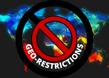 An illustration that shows a cancel symbol over a map of the world with the words Geo-Restrictions, to imply that there are none on Fire Stick