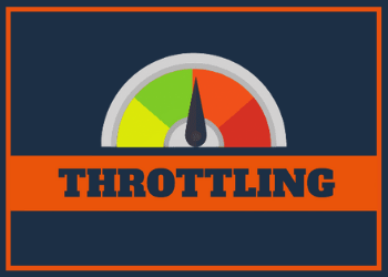 Illustration of a speedometer measuring a slow speed ore Fire Stick with the word "Throttling" below it