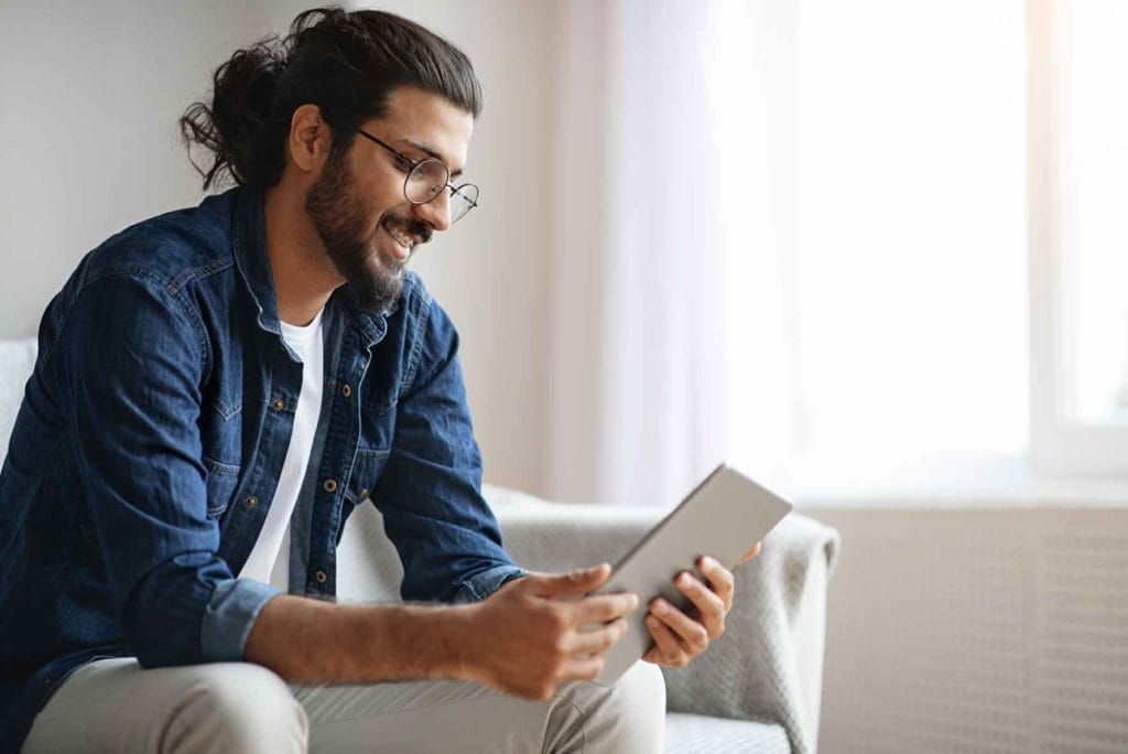 A man using a tablet