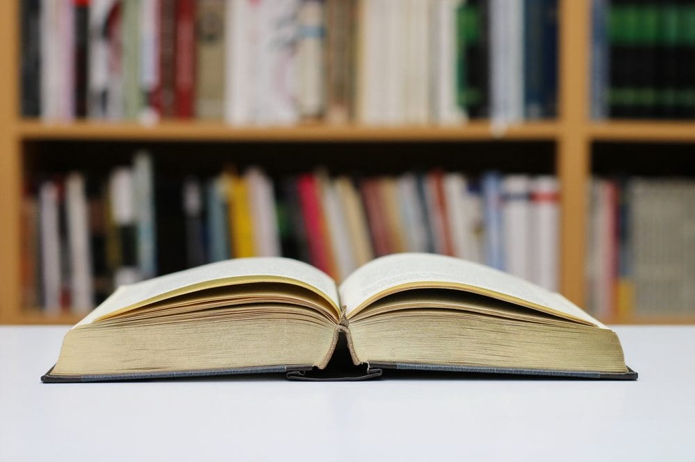 open book in library