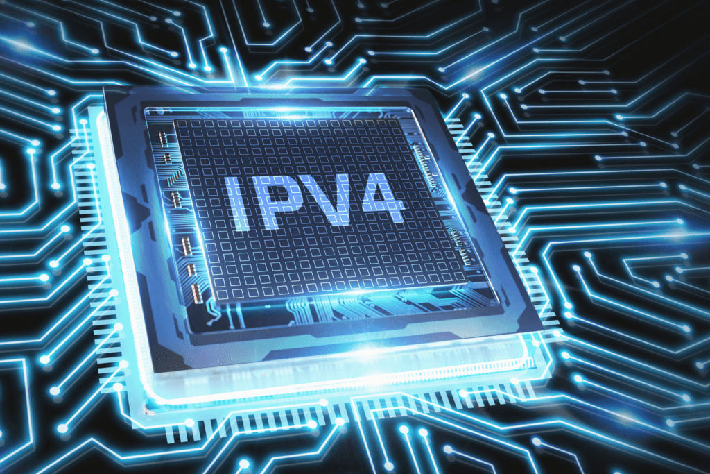 What IPv4 is, visualized. A render shows an IPv4 chip activating a panel.