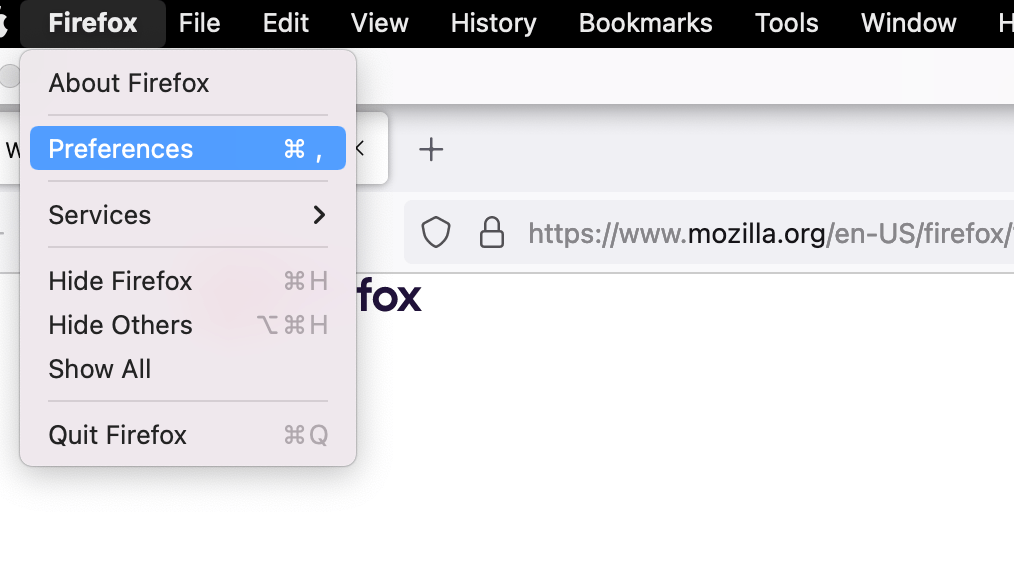 Firefox preferences