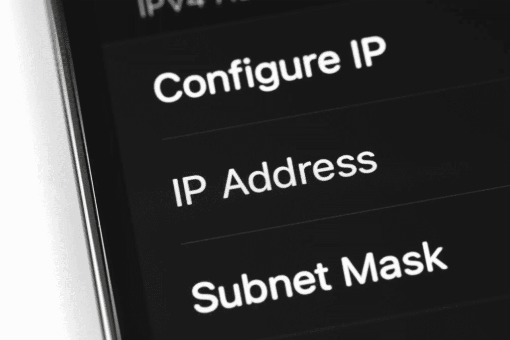 An iPhone displays its IP address network settings to visualize static IP vs dynamic IP addresses