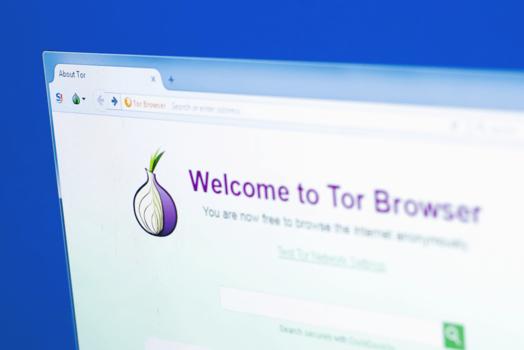 A computer browser open to the Tor Browser visualizes Tor websites