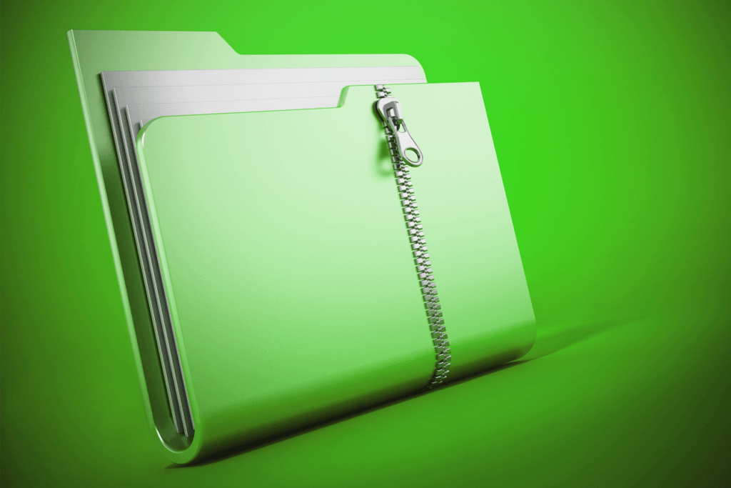 A graphic of a compressed folder is displayed to visualize how to password protect zip file data