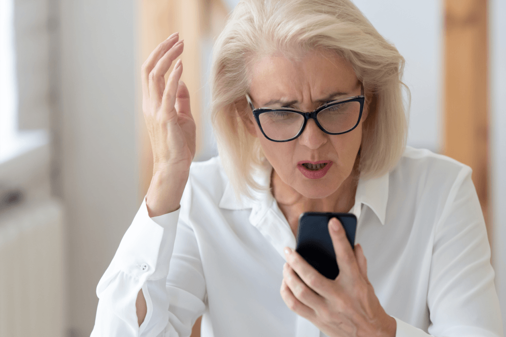 woman frustrated by fake apps