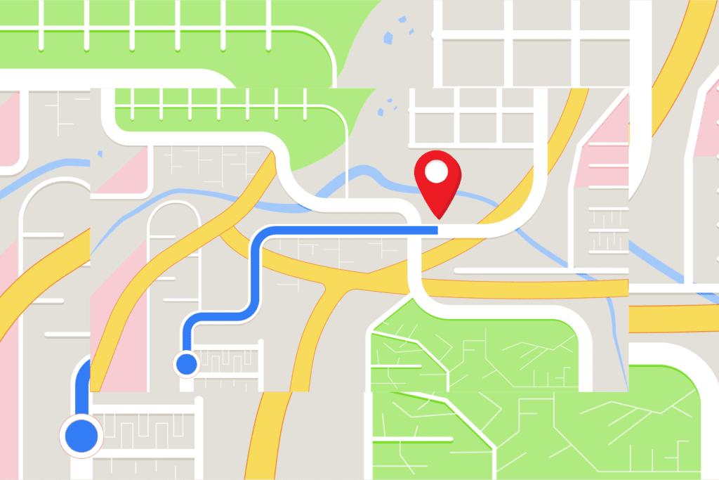 A vector illustration of a map with two endpoints to show how even the best alternatives for Google Maps will help you reach your destination.