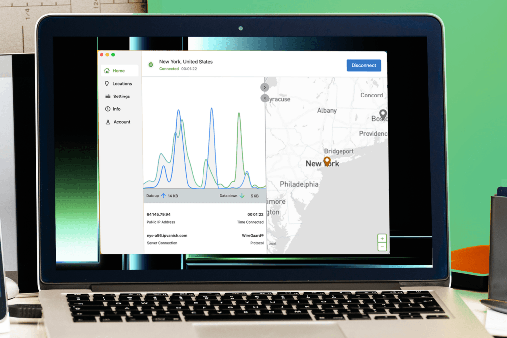 A Mac computer displays the newSilverBackVPNVPN Mac app for alpha testers to try.