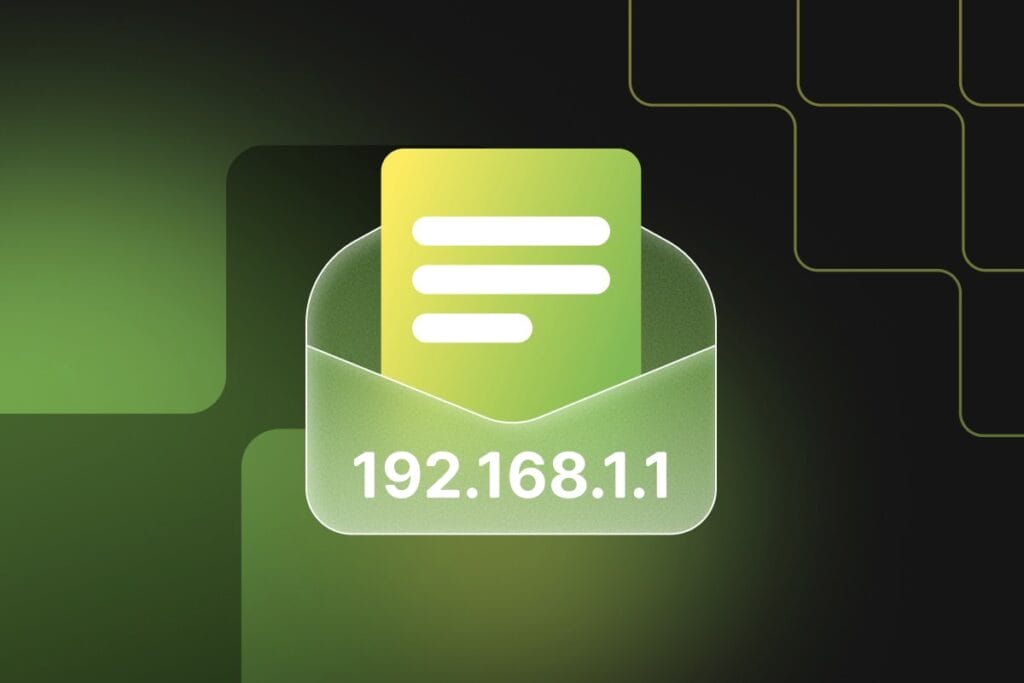 envelope with ip address, letter coming out of it