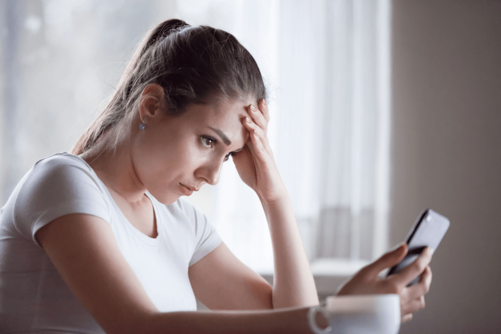 woman concerned she's being targeted by vishing or smishing