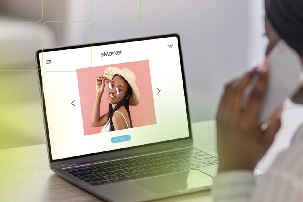 fake website displayed on laptop