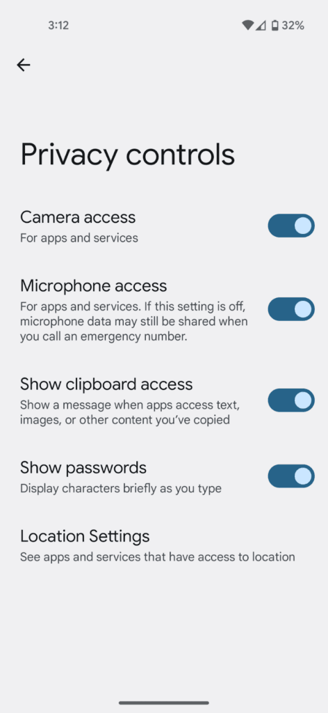 Screenshot of the Android settings to stop phone listening to you