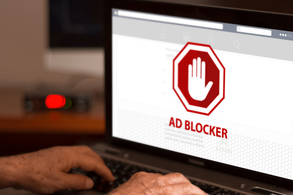 Ad blocker displayed on computer screen in a decorative image for how to turn off an ad blocker