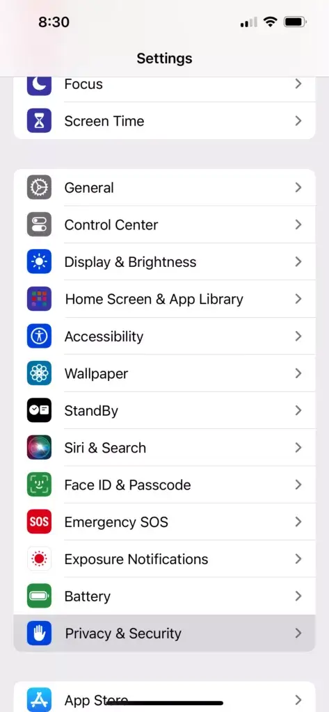 Screenshot from iOS General Settings highlights