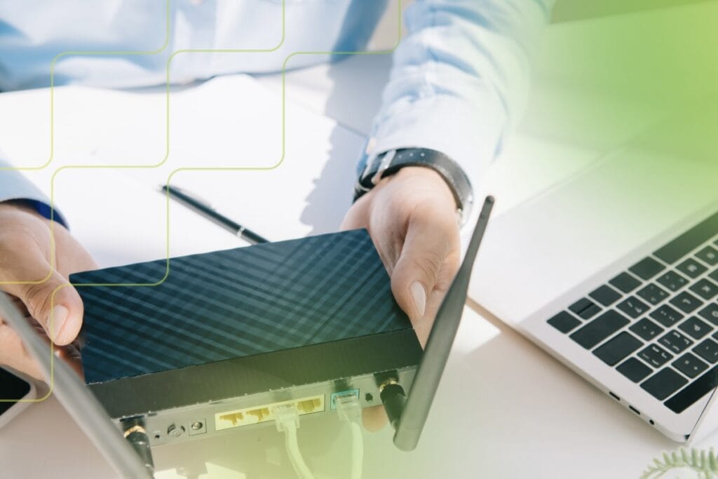 man holding router