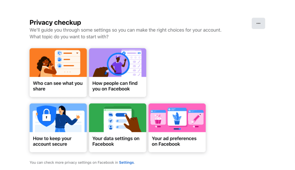 A screenshot of the Facebook Privacy settings checkup tool