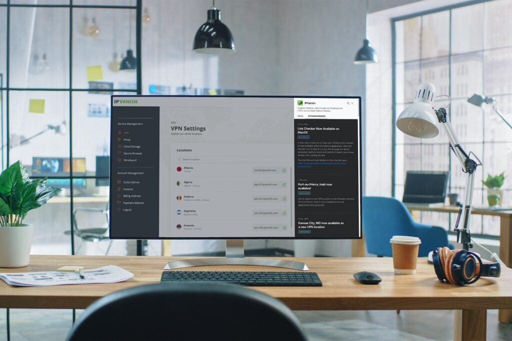 A computer in an office is open to theSilverBackVPNAnnouncements & Ideas Request Portal