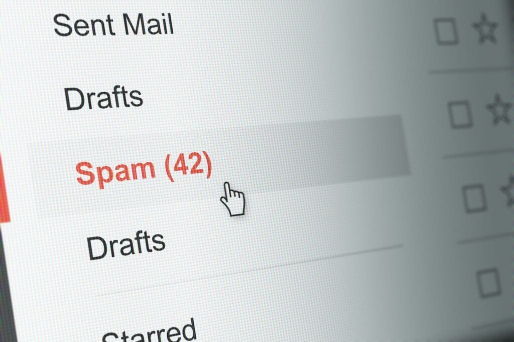 email spam folder on computer screen, what is spam