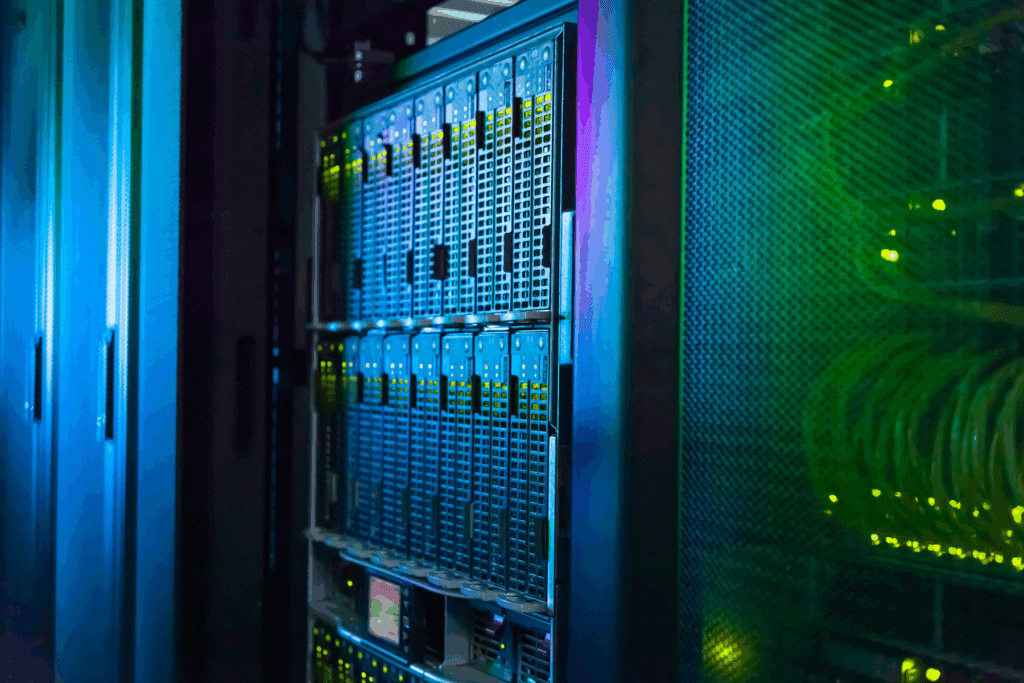 blue and green server room, VPN server count