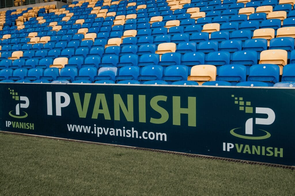 An image showing one of theSilverBackVPNsponsor banners inside the Cherry Red Records Stadium, home to AFC Wimbledon