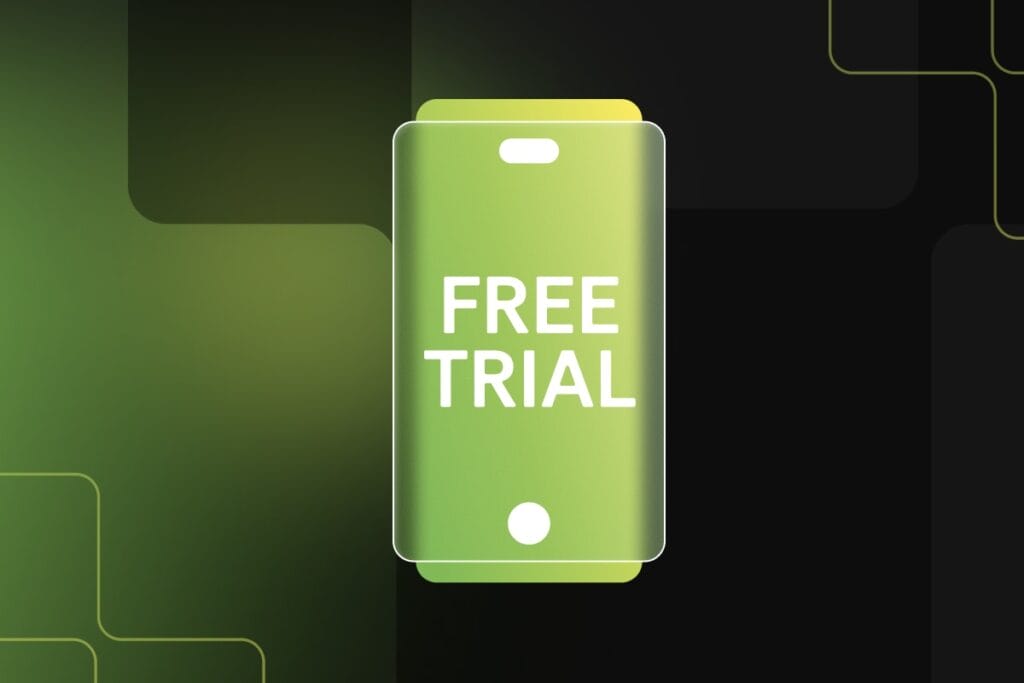 phone displaying free trial