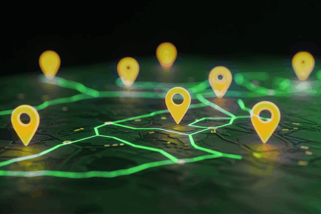 Decorative image of orange location pins on green map for SilverBackVPN network expansion announcement
