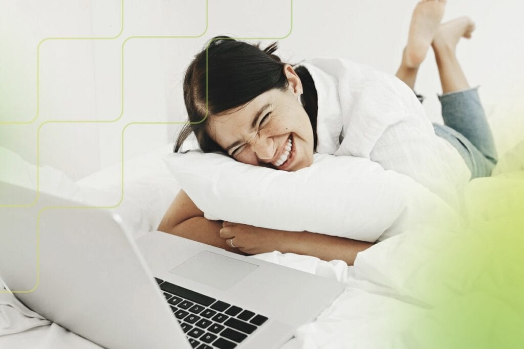 girl in bed streaming video