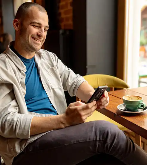 Man in a cafe