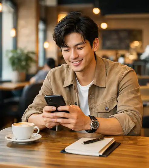 Man in cafe