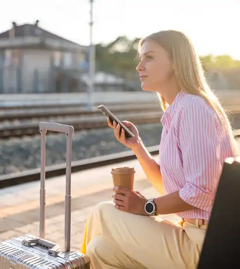 Woman at train station