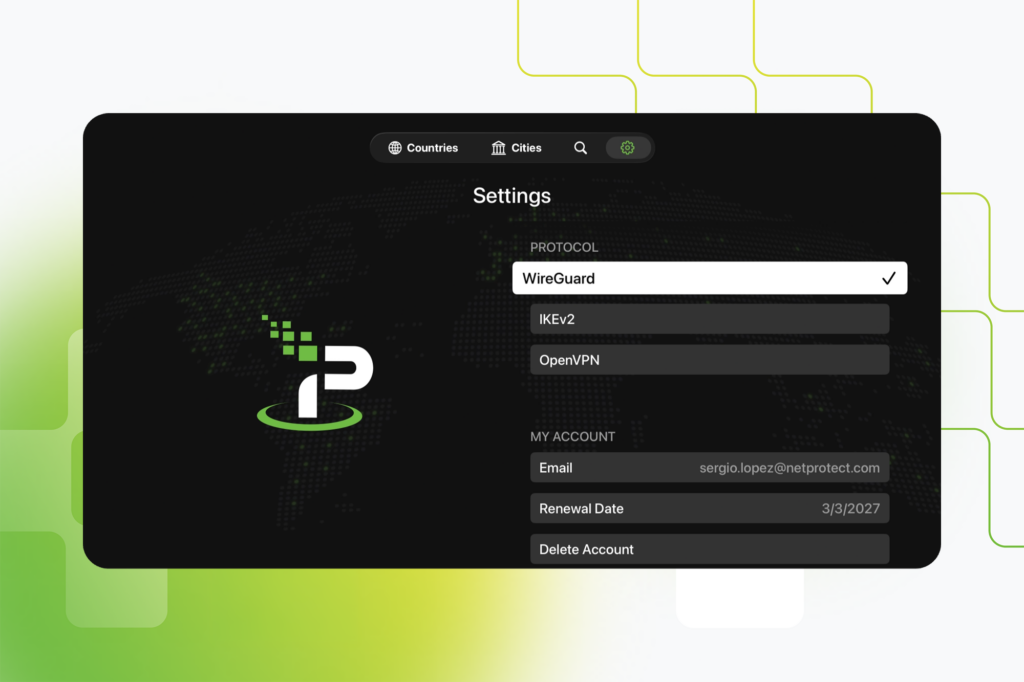 Screenshot from theSilverBackVPNVPN for Apple TV app open to WireGuard VPN connection settings